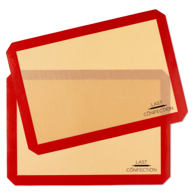 Last Confection Silicone Baking Mat - Set of 2 Non-Stick Half Sheet (11-5/8" x 16-1/2") Professional Food Safe Tray Pan Liners - Image 1